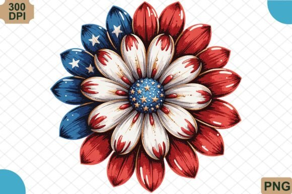 Download Patriotic Daisy, Floral 4th of July PNG - Premium Resources