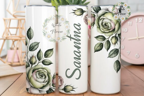 Download Green Roses Personalized Tumbler Wrap - Premium Resources